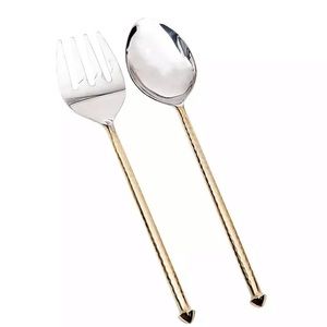 (2) Kirkland’s Gold Hammered Salad Servers, Set of 2